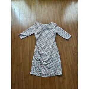 J. McLaughlin Dress Catalina Cloth Light Blue Orange Ikat Floral Print Large